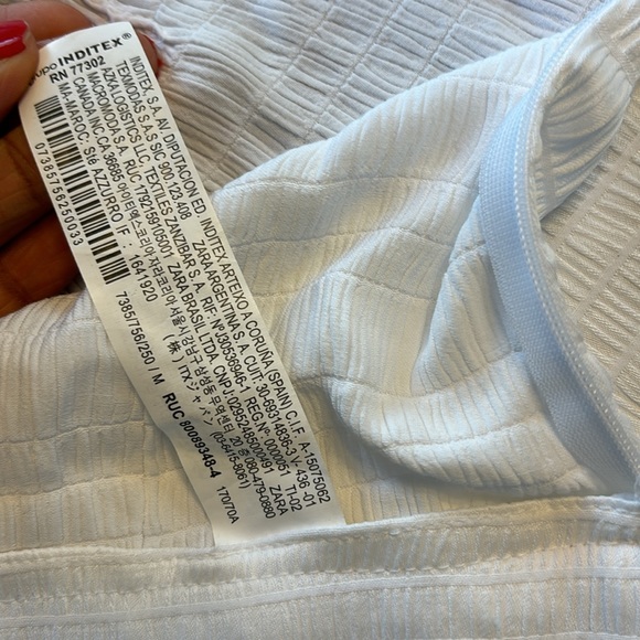 Zara High Waist Textured Flared Leggings White Size M - Picture 6 of 13